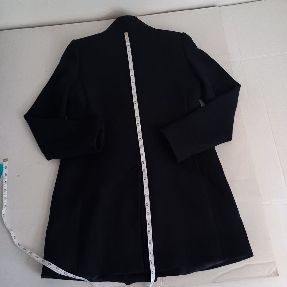 Mango Wool Blend Double Breasted Mid-Thigh Suit Coat Navy Blue Women’s XXS EUC - Picture 12 of 16